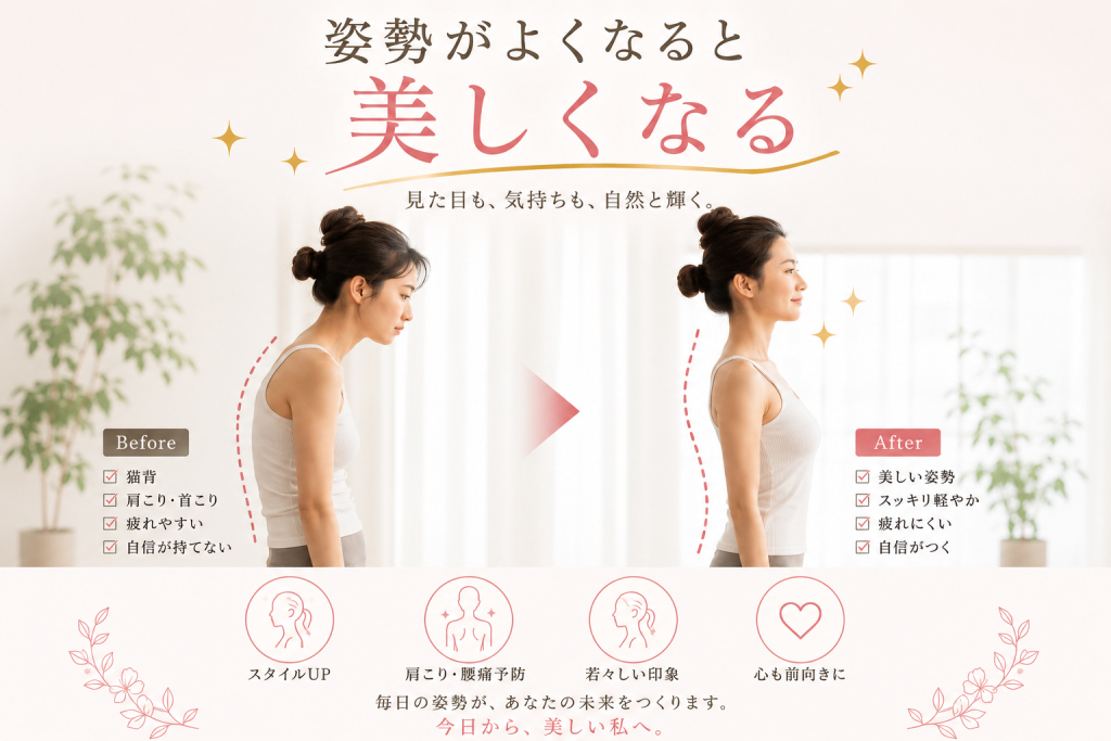 姿勢が変わると見た目年齢も変わる